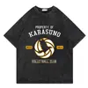 Camiseta Retro Lavada Calle Hip-Hop Anime Chico de Voleibol Dibujo Animado Estampado Gráfico Casual Algodón Manga Corta Europeo y Americano