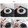 Pad a Prueba de Aceite para Estufa de Gas de Cocina Anillo Redondo de Papel de Aluminio Papel de Aluminio Impermeable Cubierta Protectora para Estufa de Gas Licuado Pegatina para Estufa