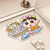 Novo tapete de chão de terra de diatomáceas do Crayon Shin-chan para o hall de entrada, absorvente de água e antiderrapante, tapete espesso e durável para o banheiro