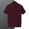 Nova camisa básica fina de manga curta com gola polo, absorvente de suor e respirável, de seda + lã, para homens, de verão, transfronteiriça