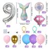 Prata transfronteiriça Digital Fishtail Shell Balloon Combinação terno Balão de Filme de Alumínio Balão de Decoração de Aniversário Infantil