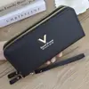 Cartera de Fábrica para Dama Moda Doble Cremallera Estilo Largo Bolso de Mano Patrón Lichi Bolso para Teléfono Grueso Múltiples Ranuras para Tarjetas Gran Capacidad