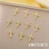 Venta Caliente Transfronteriza Estilo Lujo Ligero Forma de Cruz Accesorios para Uñas con Pedrería Cruzada Accesorios de Uñas de Aleación Venta al por Mayor