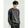 Camiseta de manga larga de algodón puro de peso pesado estilo americano para hombre, cuello semi-alto, adecuada para usar en capas o sola, top elegante de cuello medio