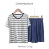 Conjunto de Pijama Listrado Infantil para Meninos e Meninas, Conjunto de Pijama Infantil Médio e Grande, Pijama de Seda de Verão para Homens e Mulheres