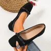 Zapatos de vestir cuadrados retro franceses nuevos transfronterizos para mujer, zapatos planos con lazo de terciopelo, elegantes, versátiles, talla grande, comercio exterior para mujer