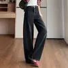 Jeans Fashion Scimitar de Cintura Alta Relaxado 2026 Verão Novo Versátil Solto Casual Calça Reta Que Valoriza a Silhueta
