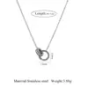 Collar Transfronterizo de Lujo Ligero con Doble Anillo, Cadena de Moda de Acero Inoxidable con Diamantes, Cadena de Clavícula de Moda, Simple y Único para Mujeres