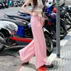 Pantalones de Cuadros Rosas de Pierna Ancha para Mujer, Novedad Verano 2026 de Cintura Alta, Holgados Rectos Casuales, Estilo Yamamoto Sueltos y Adelgazantes