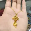 Colgante de Cola de Pez Koi Calado Estilo Chino Nuevo, Conserva el Color, Chapado en Oro de 24 Quilates, Pez Saltando sobre la Puerta del Dragón, Collar de Lujo Ligero