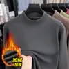Sudadera de felpa gruesa de 520 g para hombre, nuevo estilo de invierno 2025, cuello semi-alto casual, capa base cálida