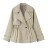 Z Estilo Europeo y Americano Transfronterizo 2026 Nueva Moda Elegante Abrigo Trench Doble Botonadura para Mujer al por Mayor con Cuello y Cinturón 6318011