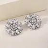 Brincos Florais com Pedras de Diamante Estilo Palácio Retrô, Brincos Exagerados Versáteis Europeus e Americanos da Moda, Acessórios de Orelha Elegantes de Nicho de Alto Padrão