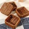 Cesta de piquenique casual ao ar livre de vime sintético, fruteira, cesto dividido para lanches, cesto para frutas secas e nozes, cesto para armazenamento de lanches para sala de estar