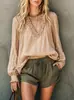 2026 Nuevo top casual elegante de color liso con cuello en V para mujer, sitio independiente de Amazon transfronterizo europeo y americano, camisa