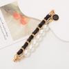 Nueva Pulsera de Cuero Doble Cadena Perla Colgante de Flor diY Accesorios para Carcasa de Teléfono Móvil Banda Corta para Muñeca Mujer