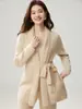 Cárdigan de Cachemir de Longitud Media Estilo Otoño/Invierno 2026 Bufanda para Mujer Cuello Base Capa Exterior Versátil Grueso con Cordones