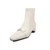 Botines ajustados pequeños cuadrados súper bonitos y elegantes con lazo, combinados con una falda, botines cortos elásticos de tacón medio para mujer Invierno 2026 con aumento interno de altura