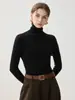 Nuevo suéter de punto para otoño e invierno 100% cachemira pura, cuello alto apilado, corte ajustado, camisa básica suave y cómoda para mujer
