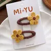 Estilo Coreano Início do Outono Crianças Flor BB Presilha Branco Lã Escura Tricô Flor Franja Grampo de Cabelo Grampo Fofo Acessórios de Cabelo