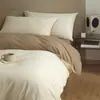 Conjunto de cama de quatro peças 100% algodão, algodão lavado, respirável, confortável, inspirado em dopamina, design vibrante color-block, disponível para dropshipping