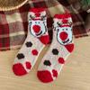 Calcetines navideños transfronterizos no sueltan pelo otoño e invierno engrosados cálidos forro polar coral para el hogar para el piso calcetines hasta la pantorrilla calcetines de dibujos animados