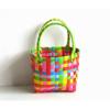 Bolsa de Cesta Pequeña Tejida Color Viento Bolsa Cuadrada Cesta Portátil para Verduras Bolso de Hombro Combinación para Picnic y Fotos Bolso de Playa