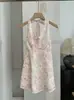 Omalai Bordado Pesado Estampado Floral Corbata Cuello en V Halter Sin Mangas Top Verano Estilo Suave Ropa para Mujer 6854