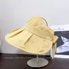 Chapéu Visor Colorido com Laço da Moda para Mulheres, Chapéu de Sol Casual Versátil de Verão, Chapéu de Tecido Dobrável com Proteção Solar