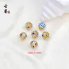 Cuentas Espaciadoras Esmalte Azul Quemado Chapadas en Oro Bolas Huecas de Pez Dorado Cloisonné Material para Pulsera Hecha a Mano DIY con Accesorios de Cuentas Aceite Goteado
