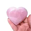 Pieza de Talla de Flor de Hibisco con Forma de Corazón de Cristal Rosa Natural, Artesanías de Cristal Rosa Pulido, Decoración de Escritorio para el Hogar