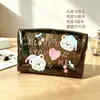 Bolsa de maquillaje transparente impermeable con estampado de oso de dibujos animados lindo, gran capacidad, bolsa de tocador de almacenamiento portátil