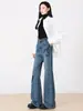 Pantalones Largos Acampanados Gruesos Bordados con Encaje y Forro de Felpa Otoño/Invierno Personalizados de la Fábrica Yixiaoxiao Jeans Versátiles para un Look Elegante de Oficina