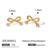 ¡original!! Anillo abierto de acero inoxidable/línea de oro de 18k con forma de lazo y amor con circonita