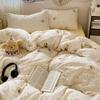 Classe a Fio de Camada Dupla Algodão Puro Quatro Peças Cama Algodão Lavado Cama Lençóis Capa de Edredom Verão Dormitório de Estudante Conjunto de Três Peças 4