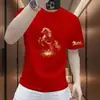 Camiseta Masculina Tendência 2026 Nova com Estampa de Cavalo Vermelho, Manga Curta, Top Fashion para o Ano de Nascimento, Ano Novo