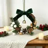 Adornos de Campanillas Pequeñas de Navidad, Decoración de Escena de Piña de Árbol de Navidad con Lazo de Terciopelo, Suministros Decorativos Pequeños Colgantes