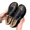 Zapatos Birkenstock de cuero con suela gruesa y forro de felpa para mujer, modelo 2026, nuevos para invierno, versátiles, sin cordones, suela suave, zapatos para conducir con forro de felpa para mujer