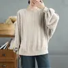 Toma Real de la Nueva Camiseta de Manga Murciélago con Cuello Redondo, Holgada, Color Sólido, Versátil, Manga Larga para Mujer, Otoño 2025