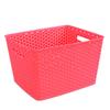Caja de almacenamiento de plástico descubierta para escuela, patrón tejido, artículos varios, cesta de almacenamiento para jardín de infantes, caja de almacenamiento tejida multifuncional