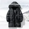 Chaqueta de Trabajo de Algodón con Cuello de Piel Grueso para Hombre Transfronteriza Abrigo de Invierno Cálido Top Grueso de Algodón de Longitud Media con Capucha Europeo y Americano