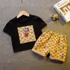 Traje de verano para bebé niños transpirable fino niño lindo ropa casual estampado completo gatito manga corta pantalones cortos conjunto de dos piezas