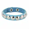 Pulsera Ecológica de Cuero PU Moda Punk Europea y Americana No Convencional con Remaches Redondos Puntiagudos Botón de Presión de Acero Inoxidable Pulsera Brazalete de Boutique