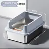 Bandeja para gatos de acero inoxidable semi-cerrada extragrande, inodoro para gatos con valla alta anti-salpicaduras, suministros para mascotas al por mayor