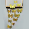 Decoración de mariposa de papel con simulación tridimensional 3D, accesorios de joyería de mariposa hueca tridimensional con textura metálica, pegatinas de pared para el hogar al por mayor