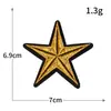 Sello de Bordado por Computadora Estrella de Cinco Puntas Transfronterizo de Comercio Exterior Parche de Tela Bordado con Hilo Dorado y Plateado Parche Decorativo para Ropa Chaqueta Insignia
