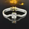 Temperamento Europeo y Americano Sentido de Diseño Avanzado Pulsera Cuadrada de Zirconia Viaje Diario Combinación Perfecta Ropa de Banquete s8260