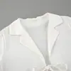Llegada Nueva Verano 2024 Cardigan Pijama de Algodón y Lino Blanco Conjunto de Dos Piezas Casual Cómodo Mangas Cortas Shorts Ropa para el Hogar para Mujer