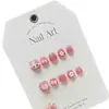 Uñas Postizas para NiñosRosa y Lindas con Temática de Gato para Niños, Uñas Postizas Portátiles Hechas a Mano, Reutilizables y Desmontables