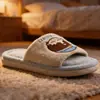 Pantuflas de Peluche para Casa de Niña Linda Estilo Japonés, Pantuflas de Algodón Antideslizantes de Suela Gruesa con Bloques de Color, Adecuadas para Todas las Estaciones, Pantuflas para Piso de Dormitorio